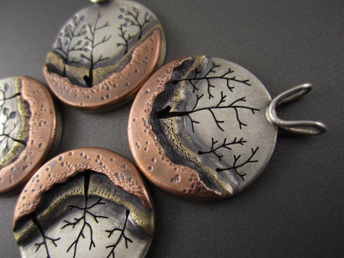 New Mixed Metal Forest Pendants by Beth Millner